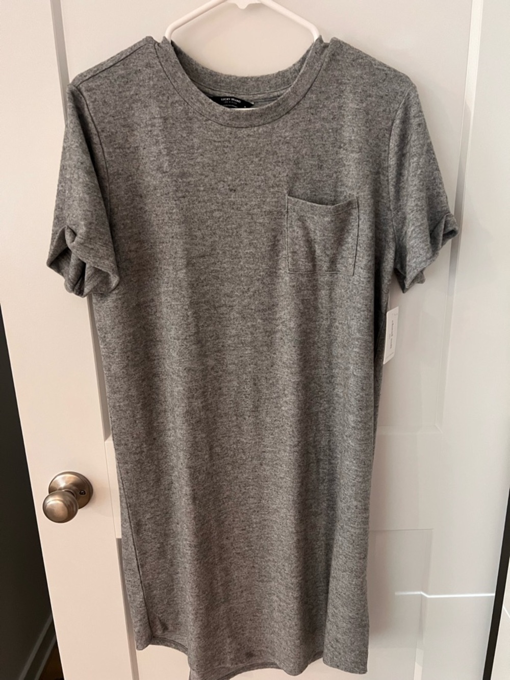 Lucky Brand Gray Midi Pocket T-Shirt Dress